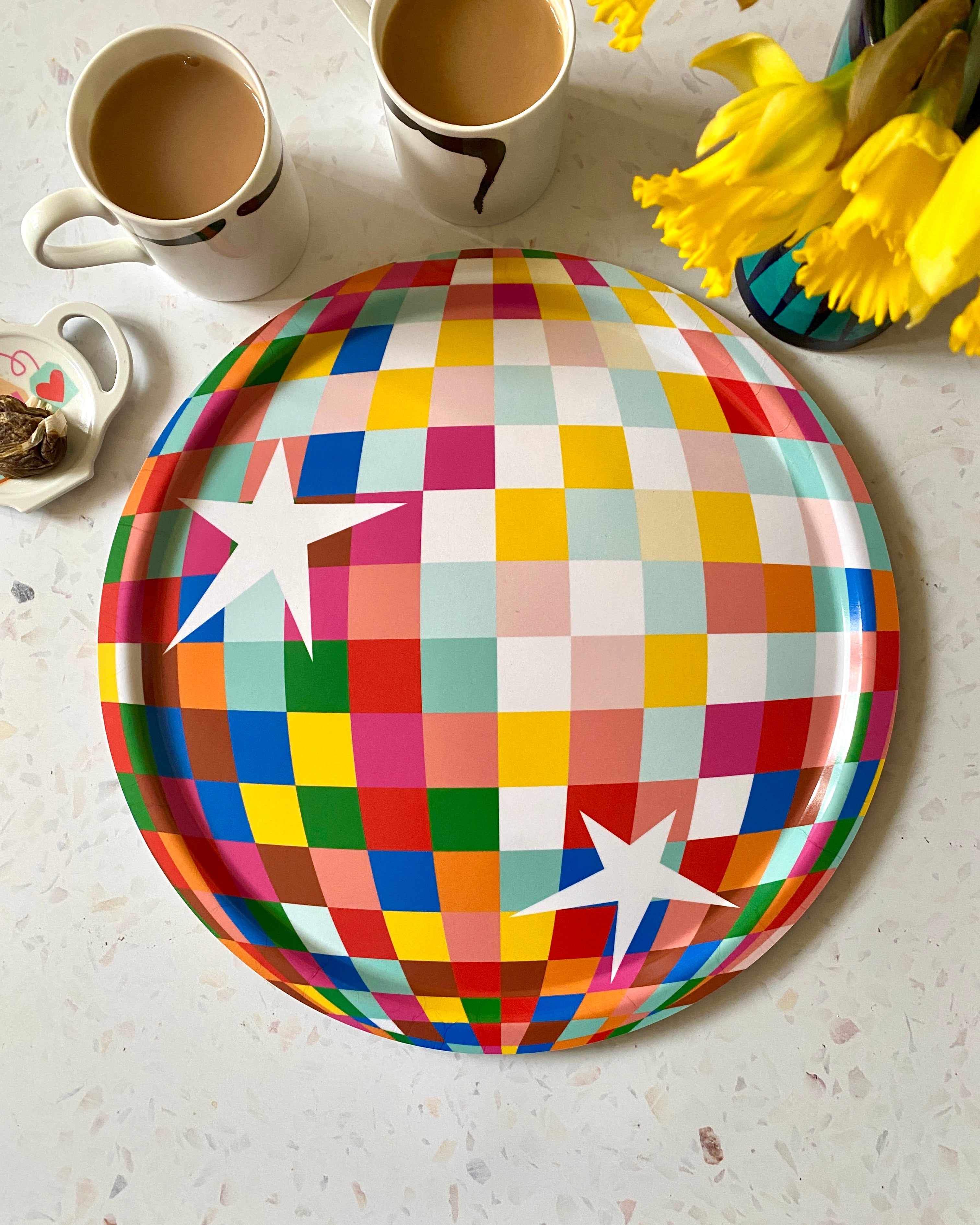 New! Disco Ball Round Serving Tray