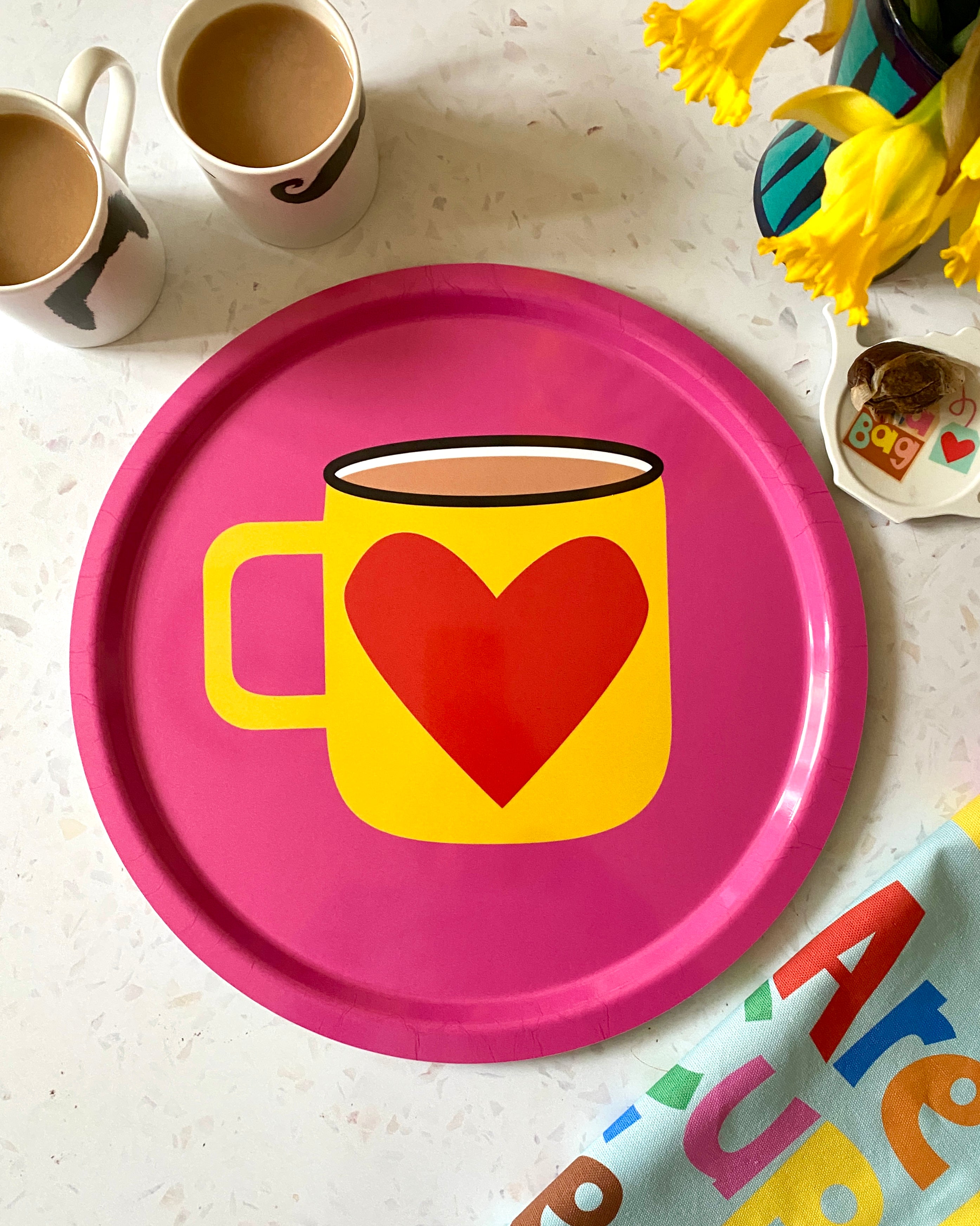 New! Pink round serving tray