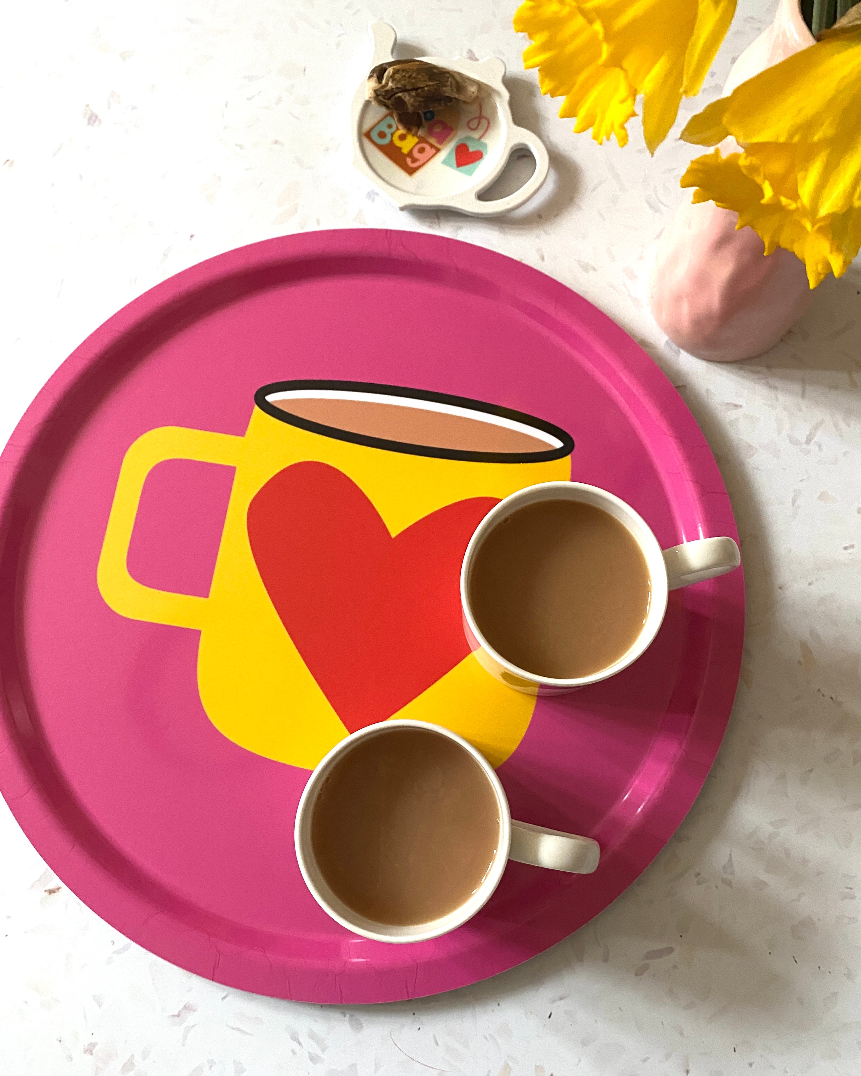 New! Pink round serving tray