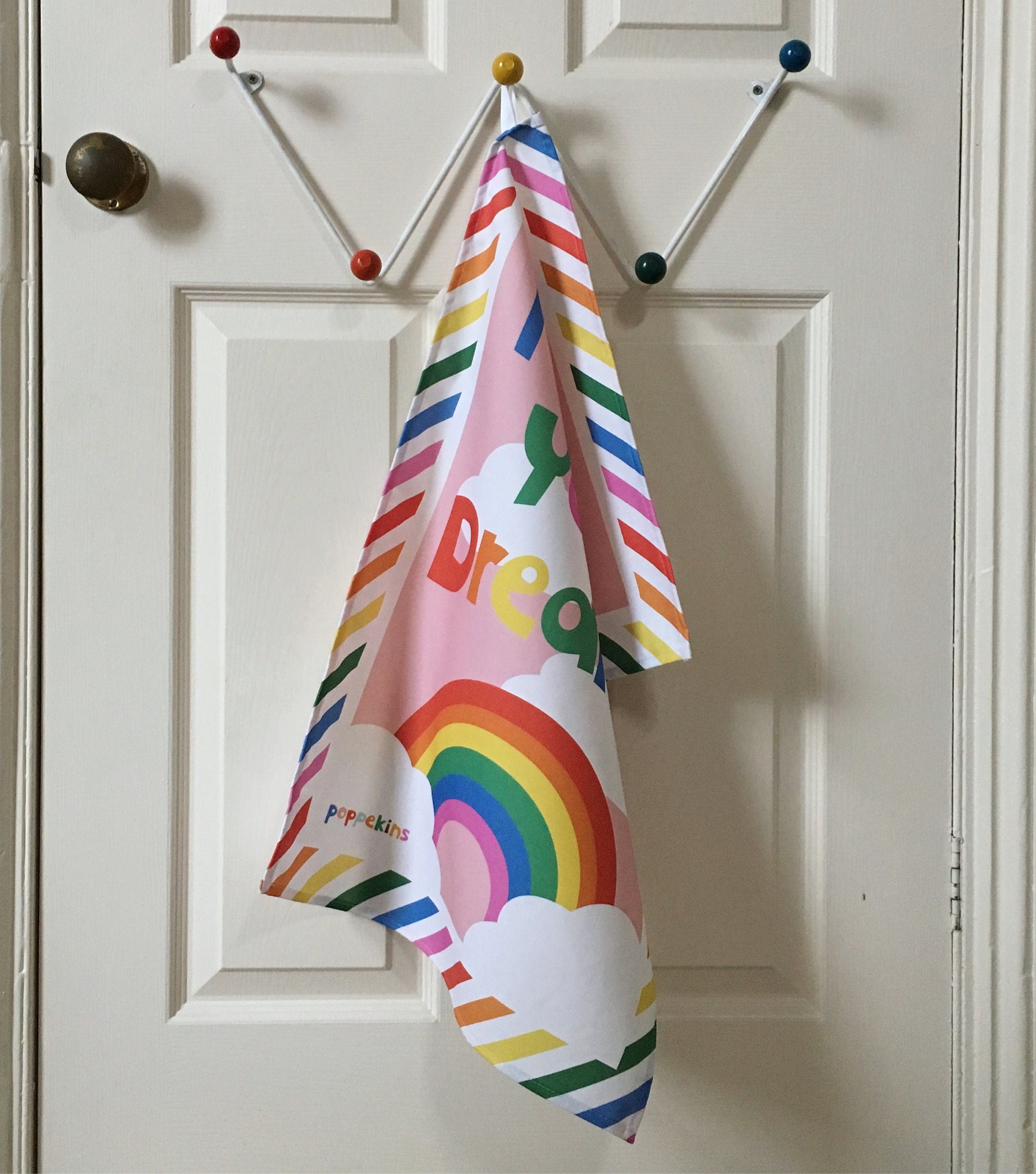 Two piece rainbow kitchen set - Tea towel and chopping board