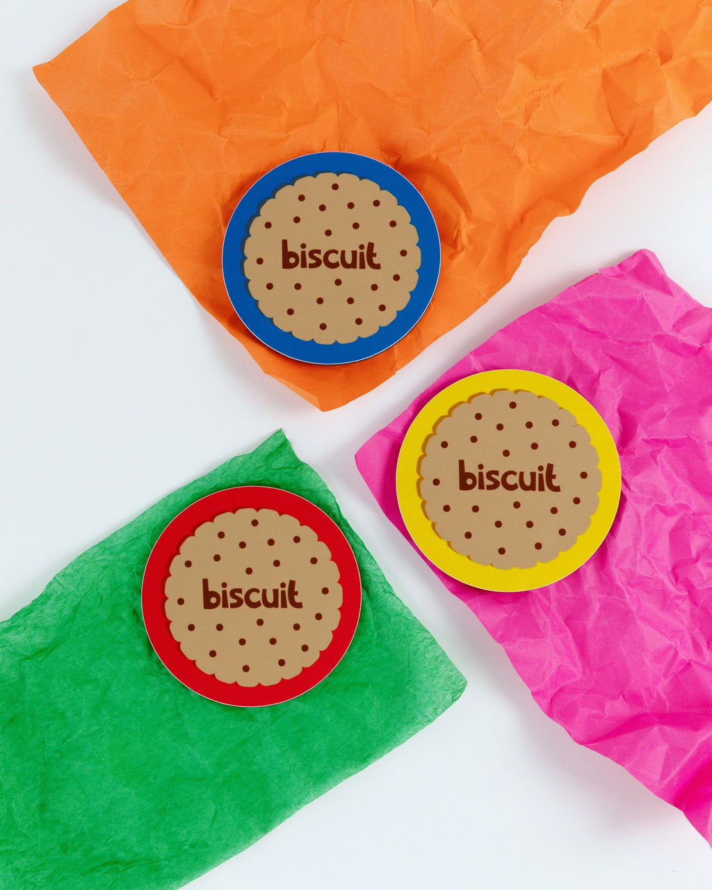 Set of 5 Tea Coasters - Biscuits
