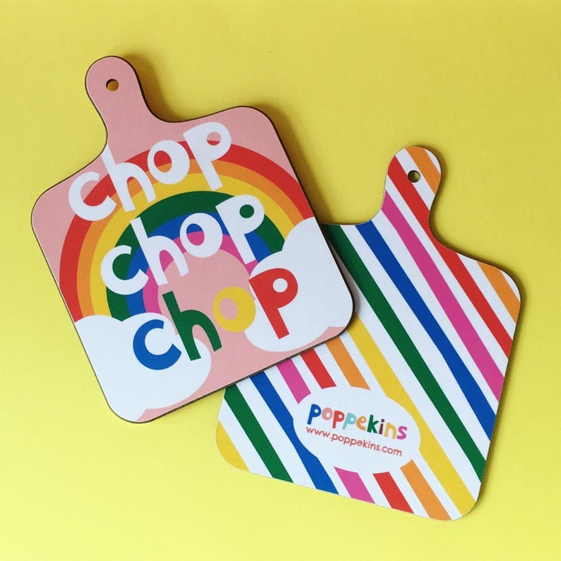 Two piece rainbow kitchen set - Tea towel and chopping board