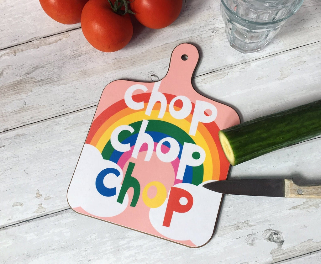 Two piece rainbow kitchen set - Tea towel and chopping board