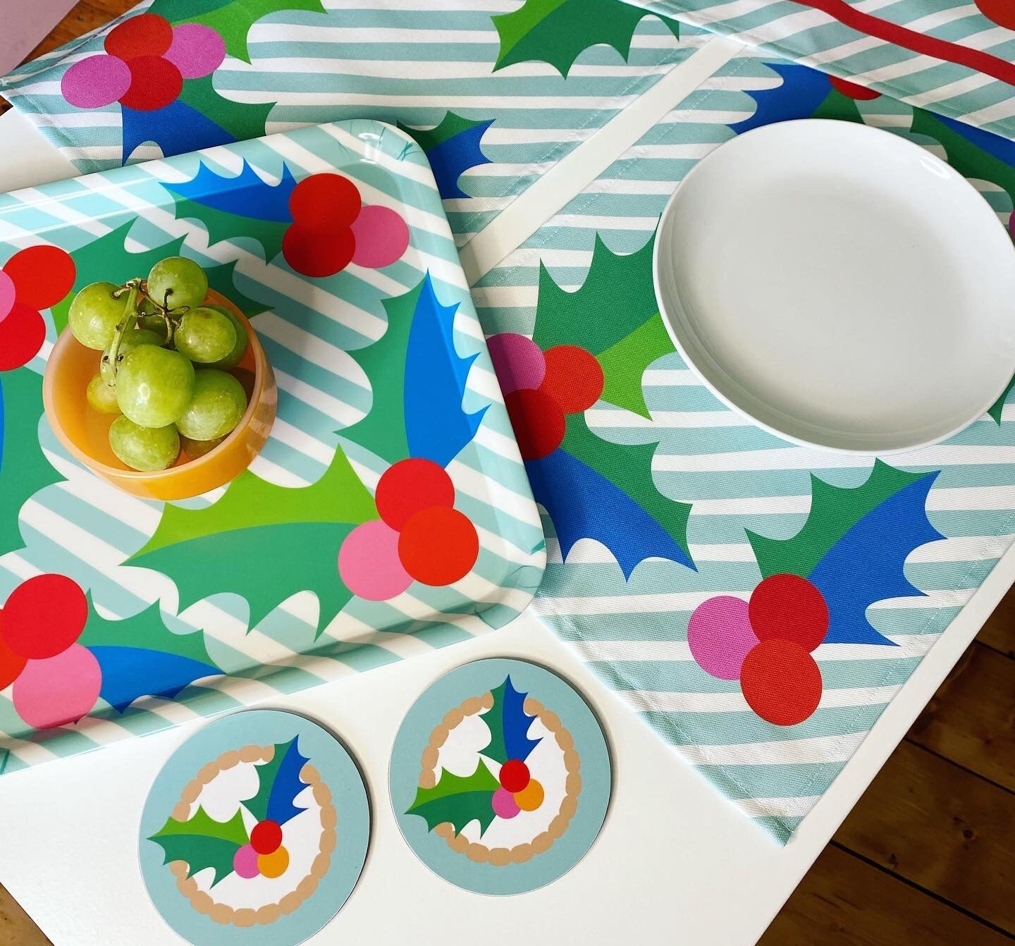 Square Christmas Tray - Holly