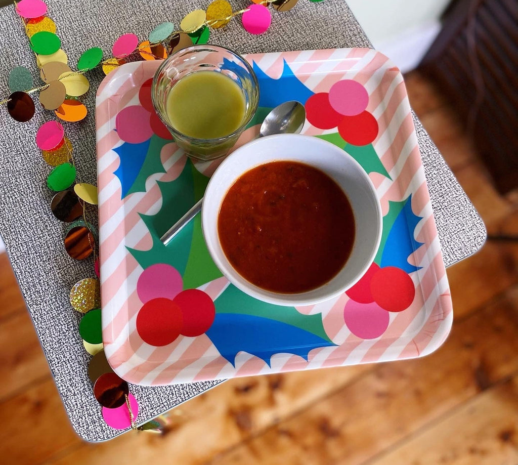 Square Christmas Tray - Holly