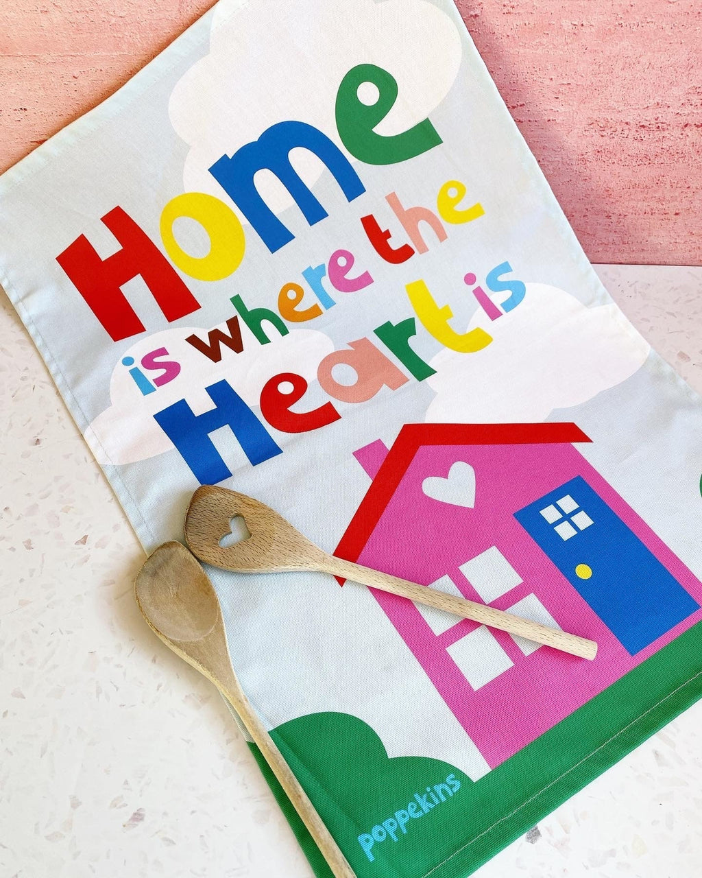 Colourful Tea Towel - Home is where the heart is