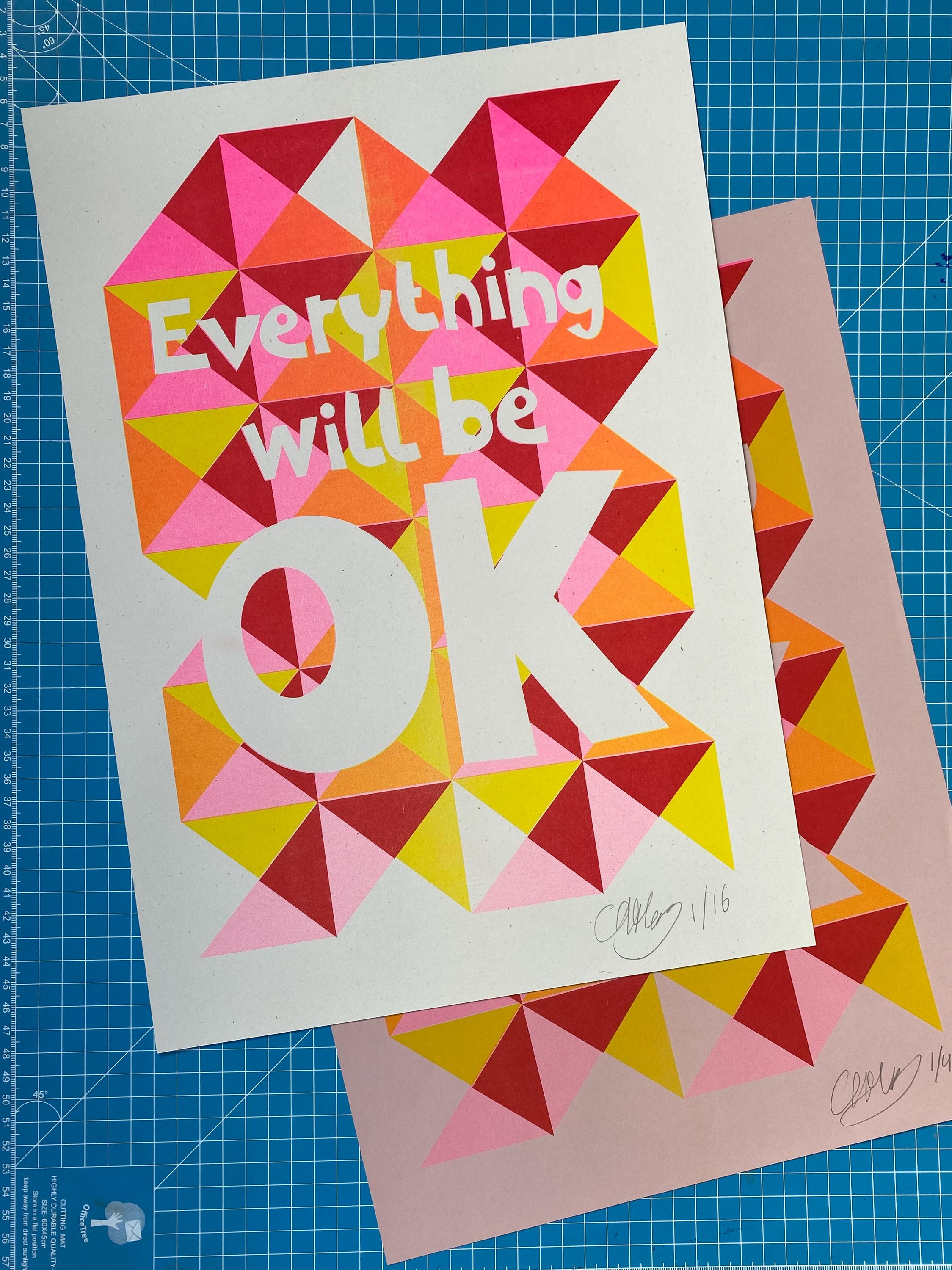 Bright Riso print | Everything will be OK